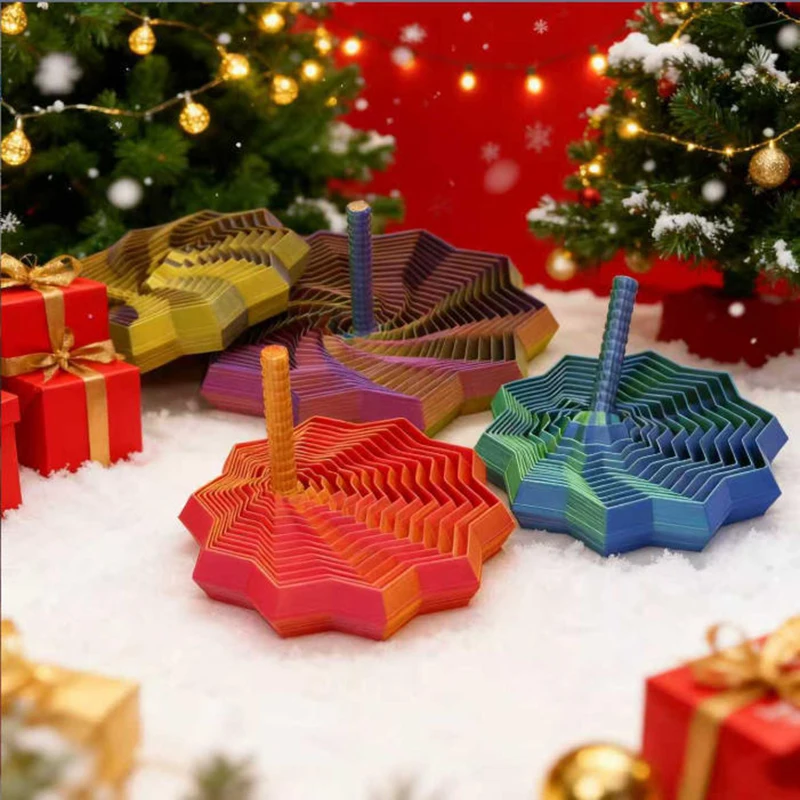 

3D Printed Rotating Folding Decompression With Handle Ornaments Radish Tower Handicraft Ornament Home Decoration Desktop Decor