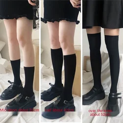 JK-calcetines largos de terciopelo blanco y negro para mujer, medias hasta la rodilla de Color sólido, Cosplay Kawaii, medias de nailon Sexy