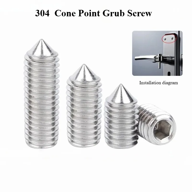 

304 Stainless Steel Cone Point Grub Screw for Door Handle hexagonal screws M5M6