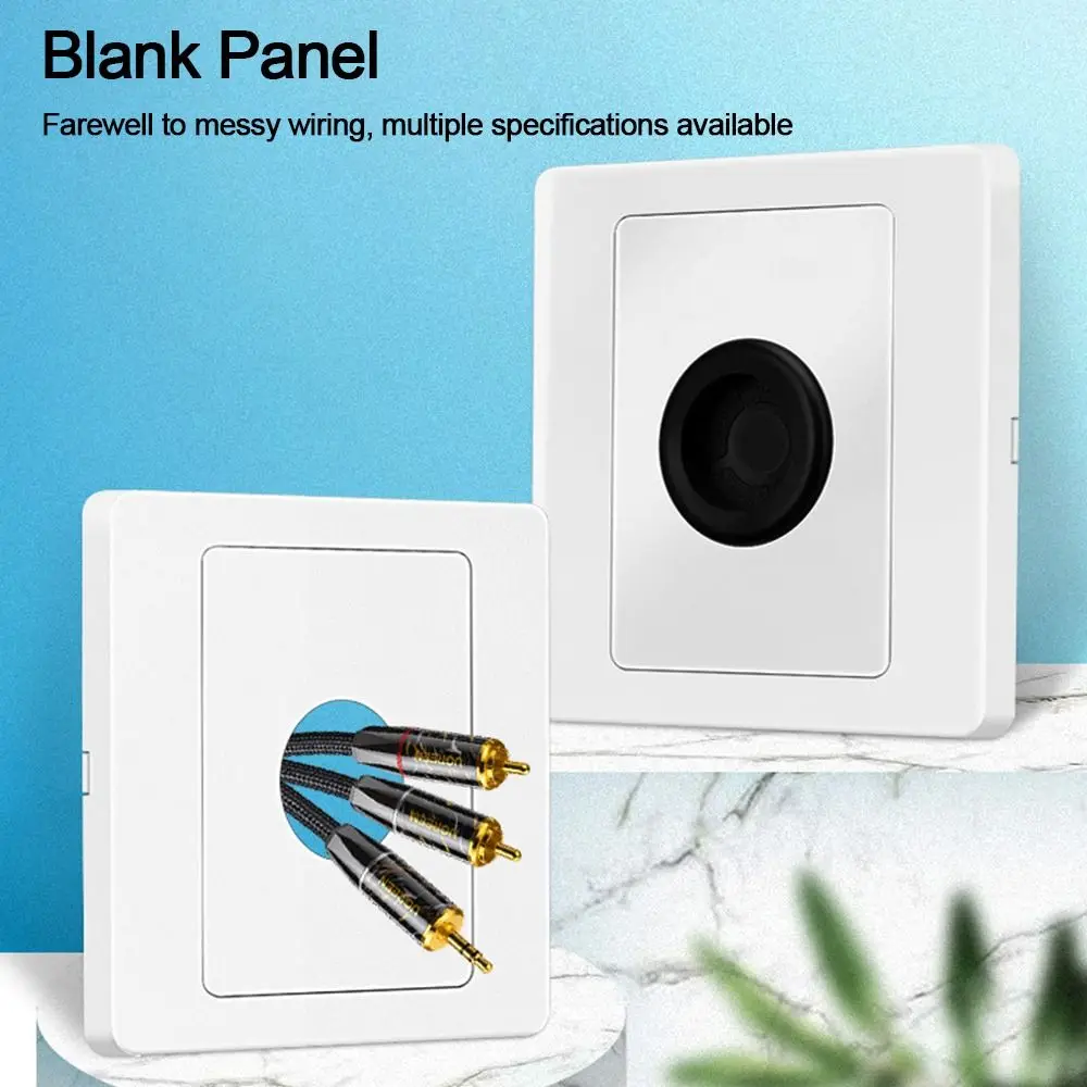 1Pcs 86Type Wall Blank Panel With Outlet Hole Decorative Cover Cable Socket With Rubber Pad Cable Organizer Storage
