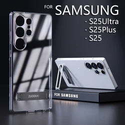 Luxury Transparent Kickstand Case For Samsung Galaxy S25 S24 S23 S22 Ultra Plus S21 FE Soft TPU Shockproof Cover with Holder