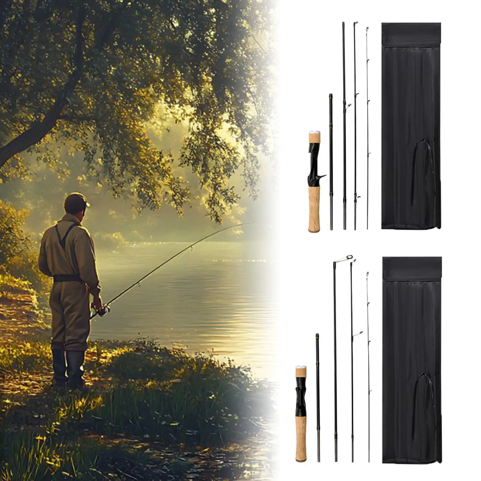 الصيد رود الصيد أداة إغراء قضيب السفر قصبة صيد خشبية لإغراء الصيد بايك #4