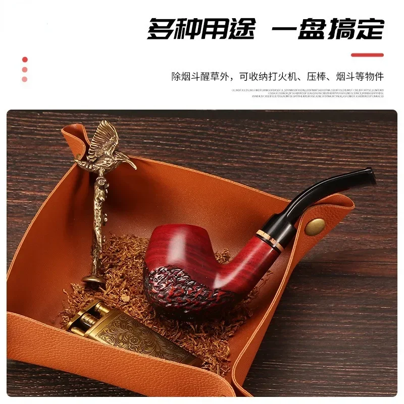 Leather Foldable Rollable Tobacco Rolling Tray Valet Tray for Tobacco Pipe Tools