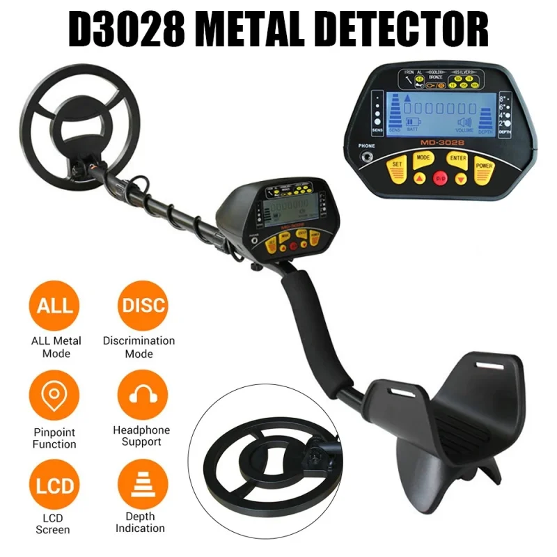 MD3028 Detector De Metais Ajustável, Underground Professional Gold Finder, Treasure Hunter, Handheld Gold Digger, Sensibilidade