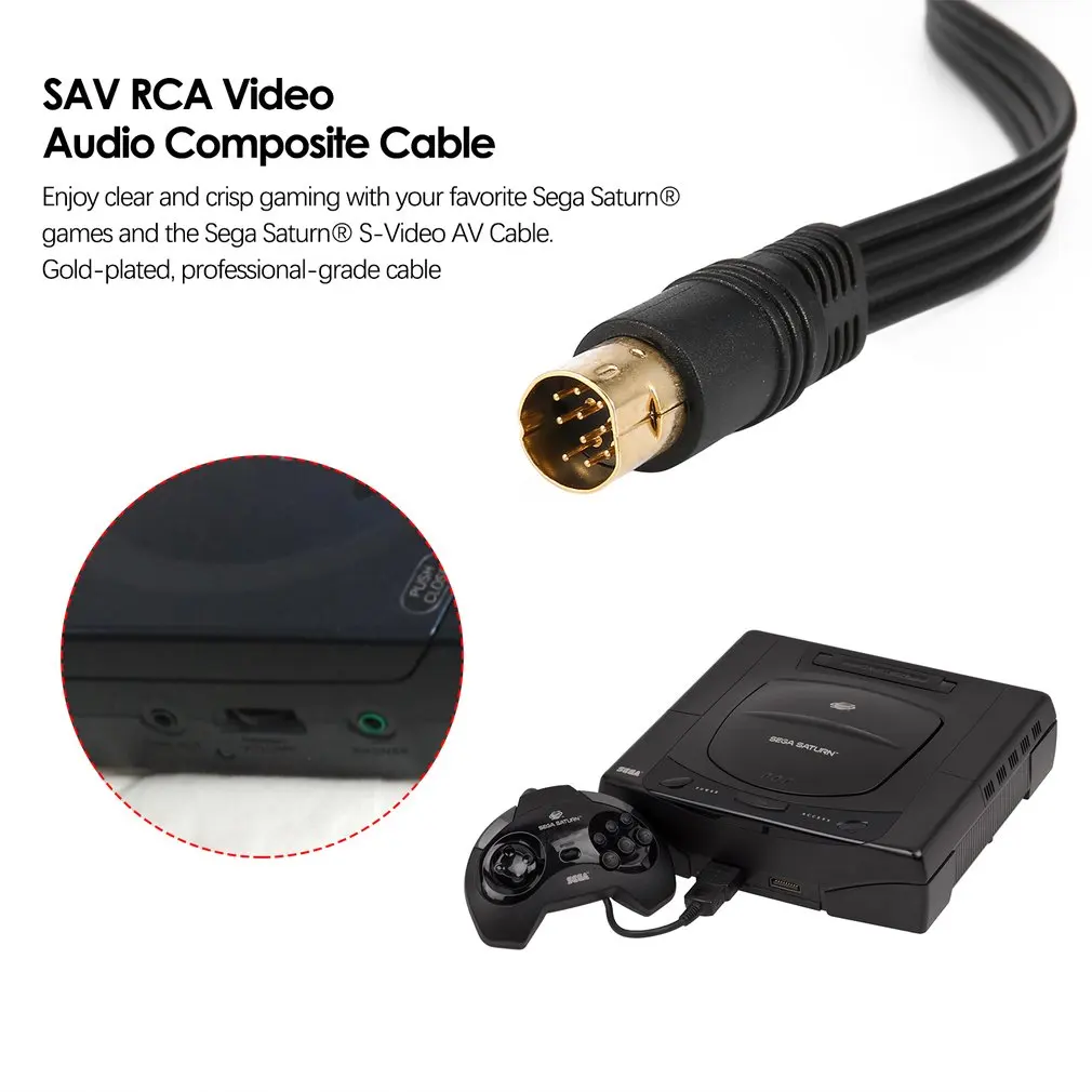 1.8M Vergulde Segas Sav Rca Video Audio Composiet Kabel Voor Segas Saturns-Video Av Kabel