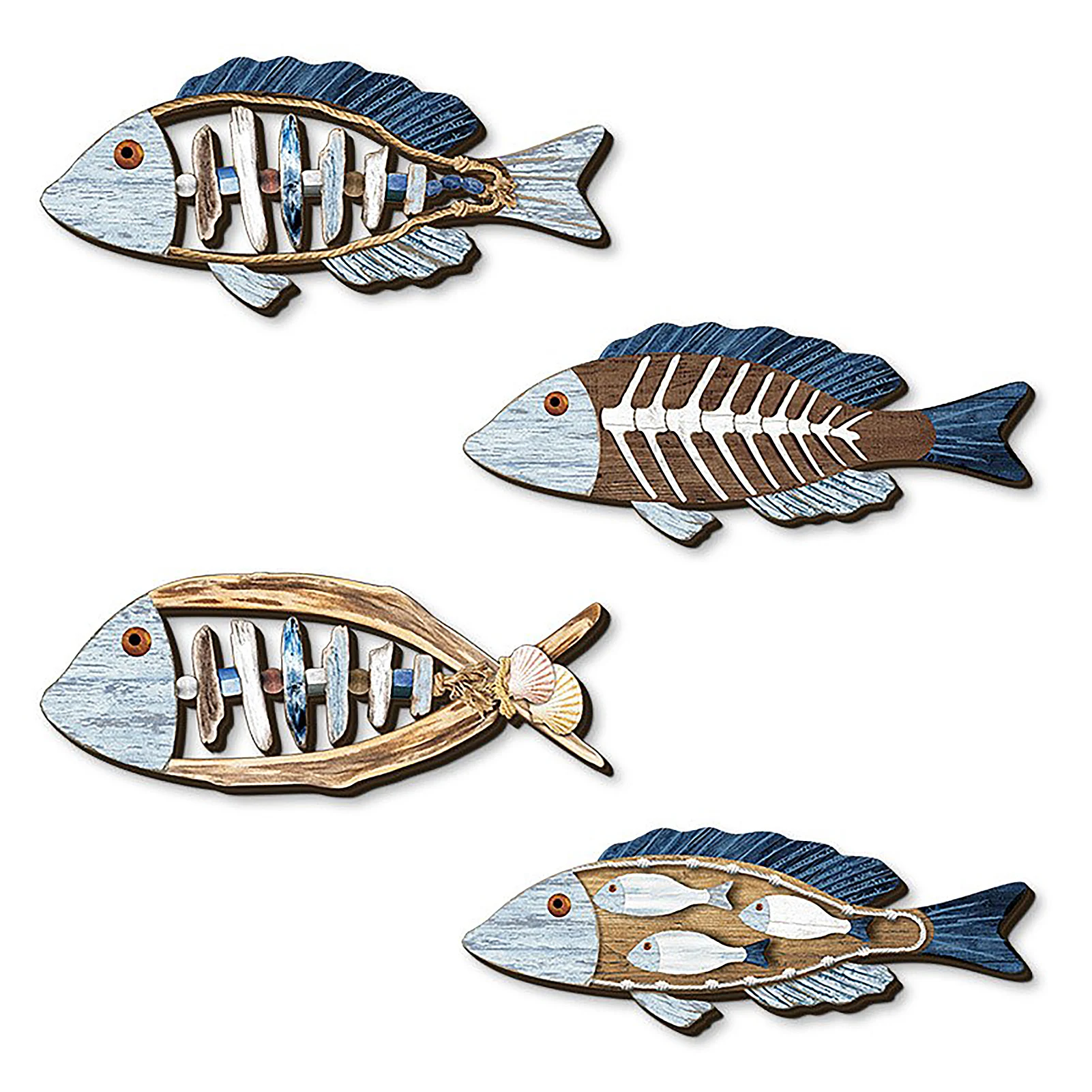 

Mediterranean Wooden Wall Decor Fish Design Wall Ornament Nautical Wall Decoration Wooden Wall Hanging for Home Living Room