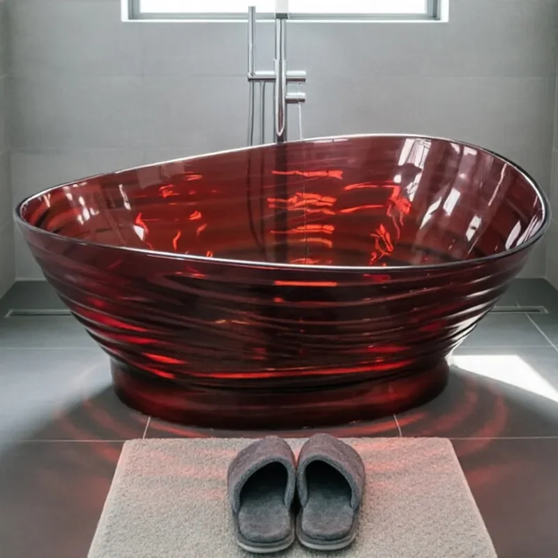 for Water Ripple Transparent Bathtub Wholesale Household Hotel Free Standing Resin Bathtub Color Optional