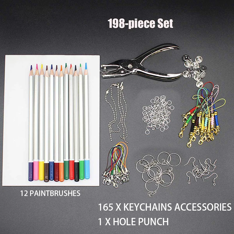 145/198/245Pcs Heat Shrink Plastic Set Shrinky Art Film Paper Sheet Punch Keychains Earring Pencils DIY Kit Drawing Art Supply