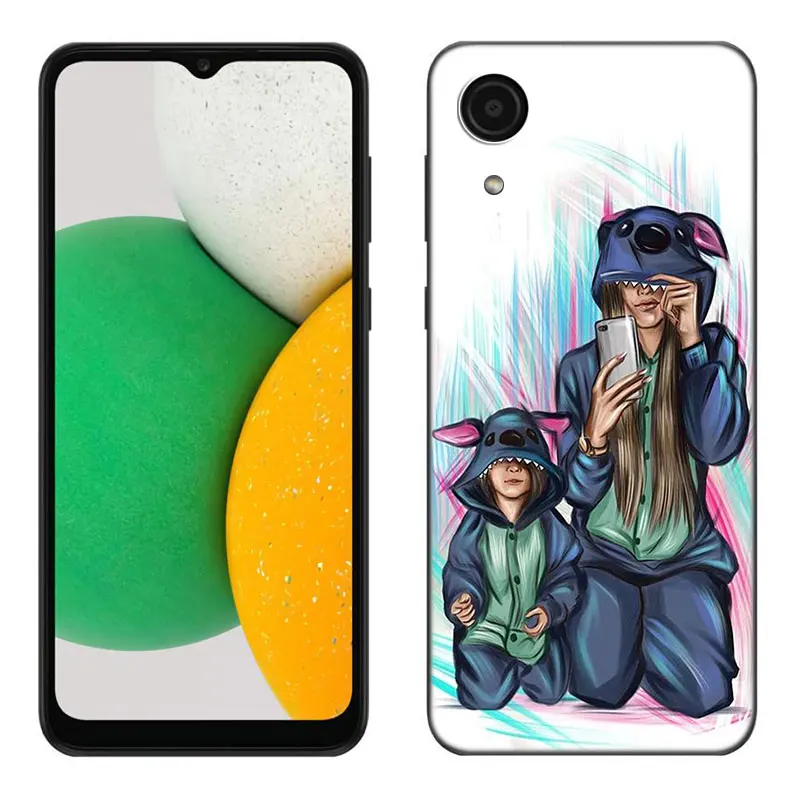 Super Baby Mom Girl Son Black Phone Case For Samsung Galaxy A01 A03 Core A04 A10 E A02 A20 A21 A30 A50 S A6 A8 Plus A7 A9 2018