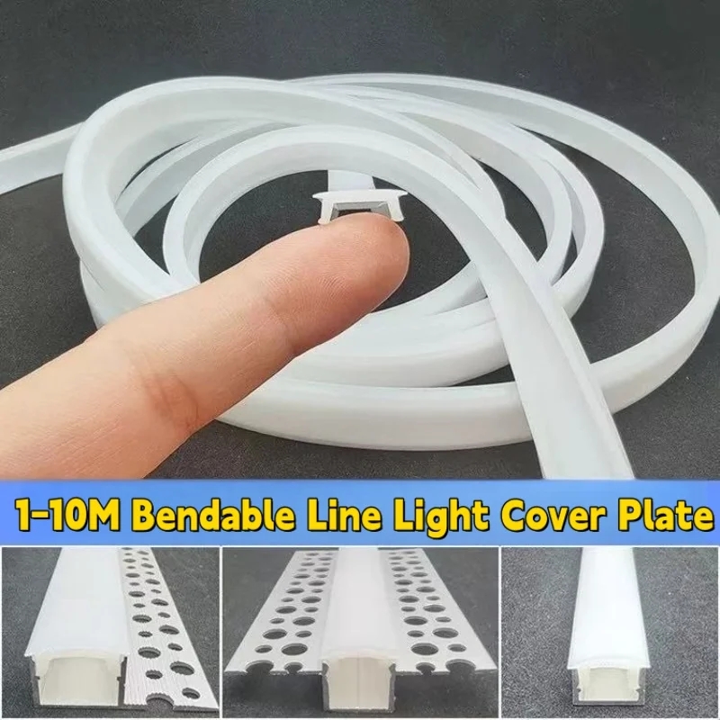 Flexible LED Alumium Profile Silicone Cover PC Diffuser Cabinet Hard Bar Light Replaceable Lampshade Accessories DIY Linear Lamp