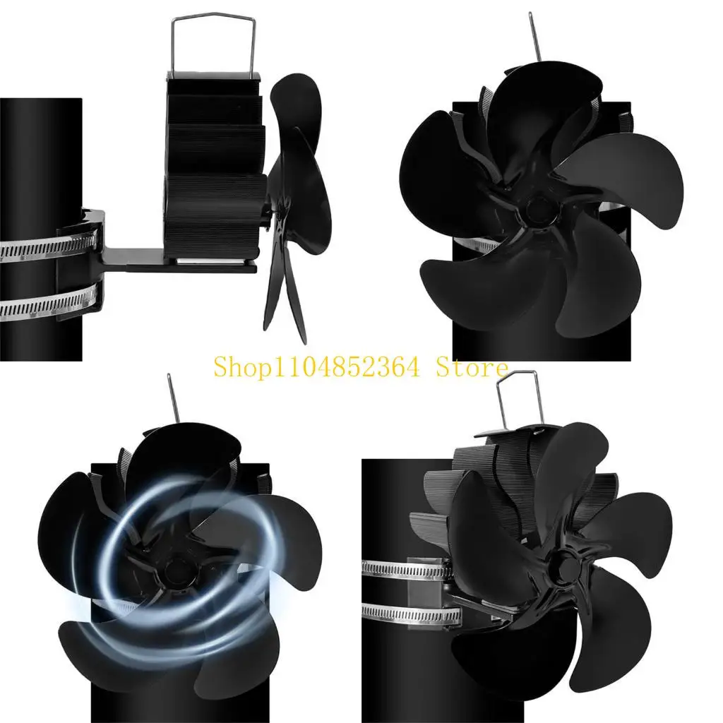 

652F Stove Fan Without Electricity Heat Powered Stove Fan Environmental Friendly Heating Solution for Modern Home Decor
