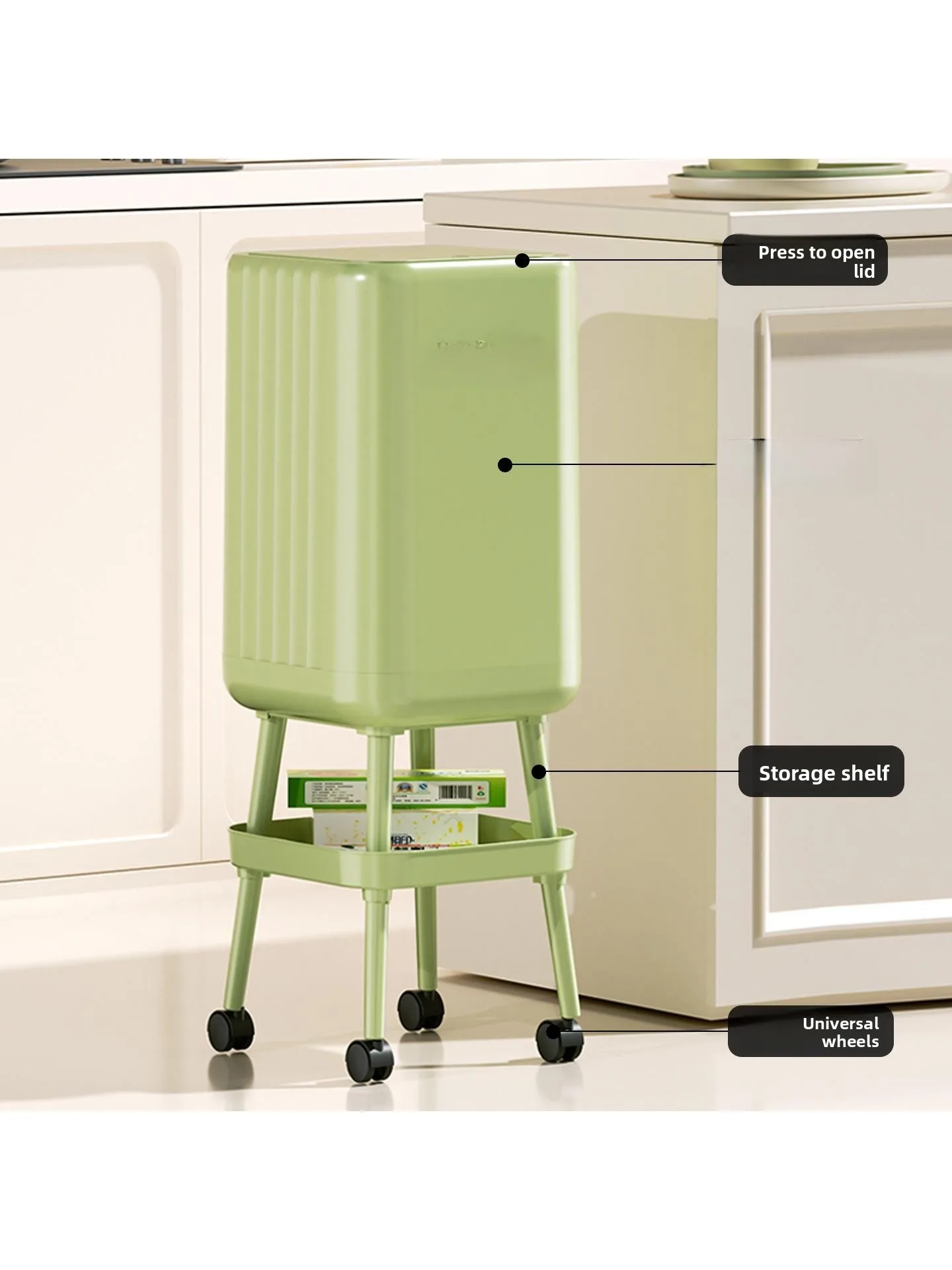 غطاء سعة كبيرة متنقل عالي القدمين للمطبخ مع مقبض بدون خصر منحني جديد 2025 للاستخدام المنزلي الخاص