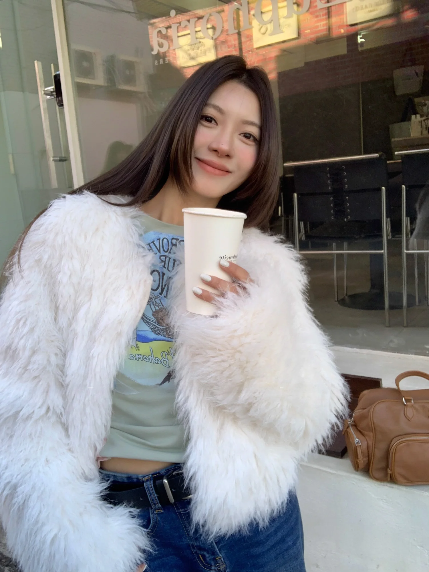 

Розово-белое 2-цветное кольцо Bao Fur Верхняя одежда Ele Chic Sli Женское пальто Thiened Winter Long Sve round Ne ort...