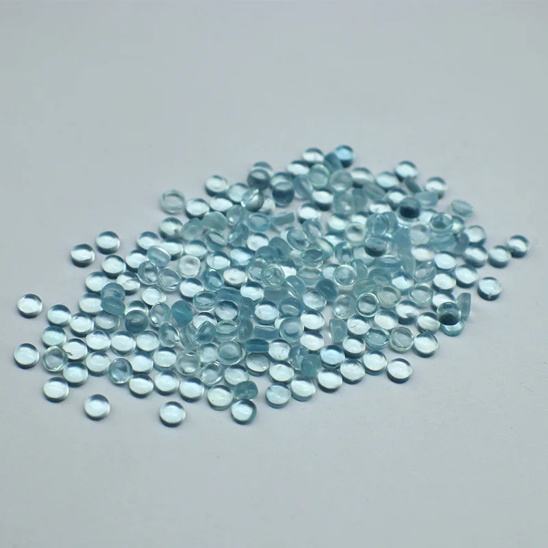 Hot selling new products natural aquamarine round flat plain surface beryl ring face watch jewelry inlaid with stones