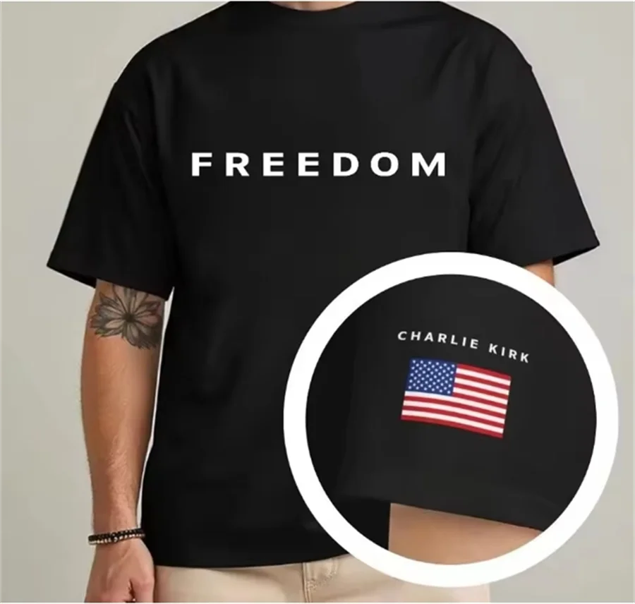 Charlie Kirk America USA Freedom 100% polyester clothing T-shirt In memory of heroes Charlie Kirk women's Commemorative shirt