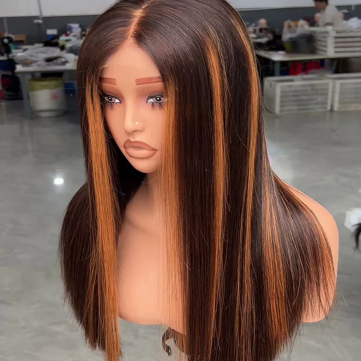 Silky Straight 360 HD Transparent Lace Frontal Wigs Highlight Human Hair Brazilian Remy For Women Glueless Wigs Human Hair 1B/27