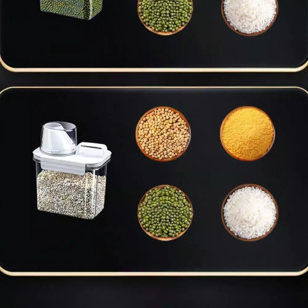 Airtight Kitchen Food Organizer Box For Dry Goods Rice Flour Beans Grain Storage Jar Transparent Plastic Container