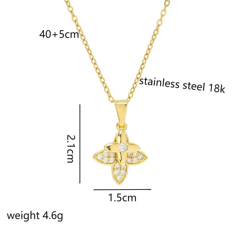 Совершенно новое простое и элегантное женское ожерелье с двойным четырехлистным клевером в корейском стиле из титановой стали.