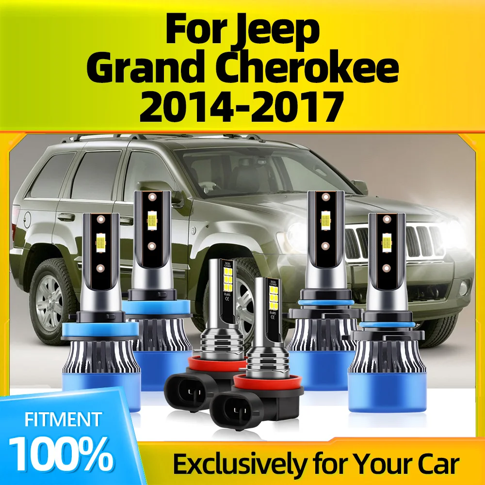 

2/6Pcs LED Headlight 3570 CSP Chip Car Fog Light Turbo Lamp 6000K 12V High Power For Jeep Grand Cherokee 2014 2015 2016 2017