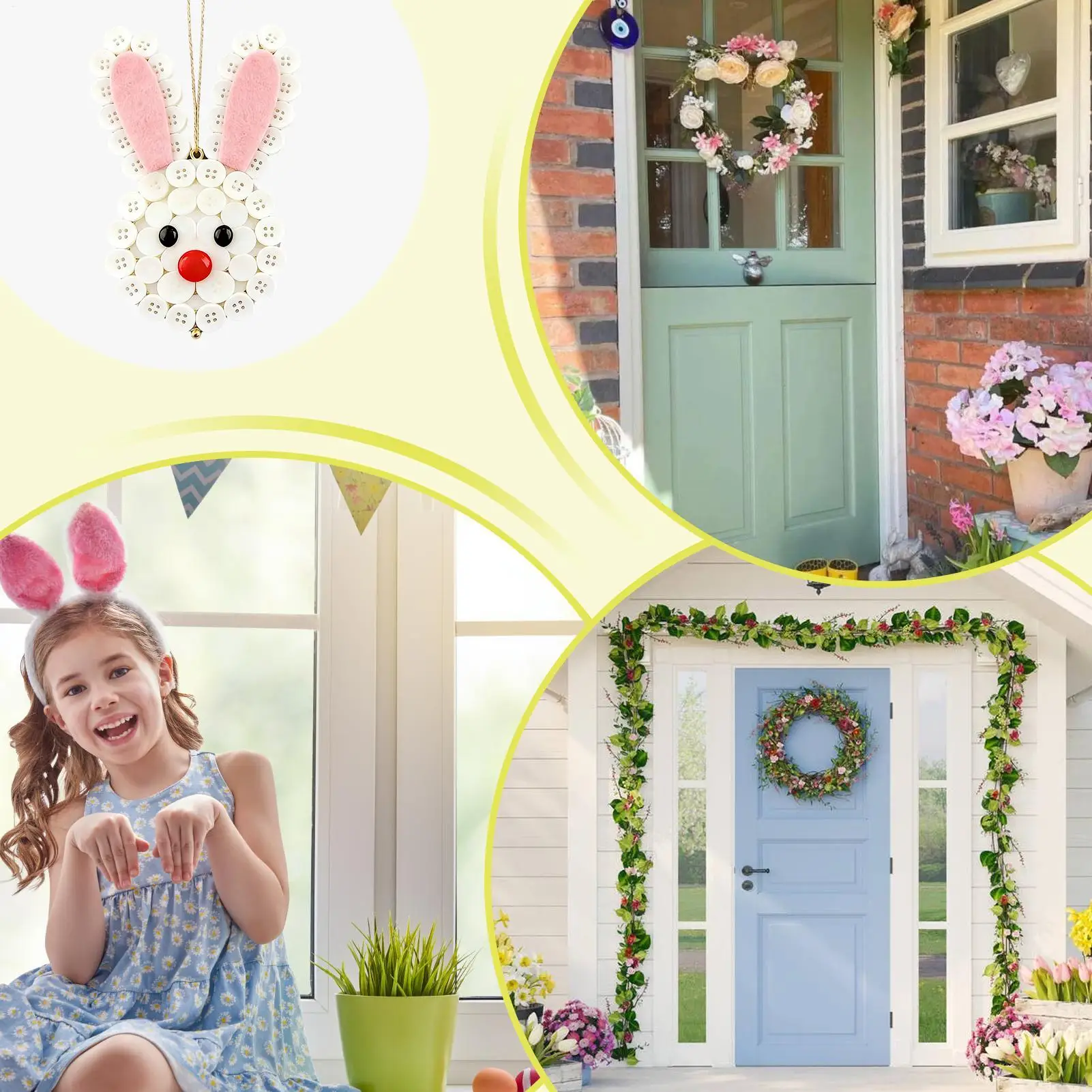 Kits d'ornements de boutons, lapin de pâques, décoration de maison amusante, ensemble d'artisanat familial pour adultes et enfants, mur de salon et de chambre à coucher
