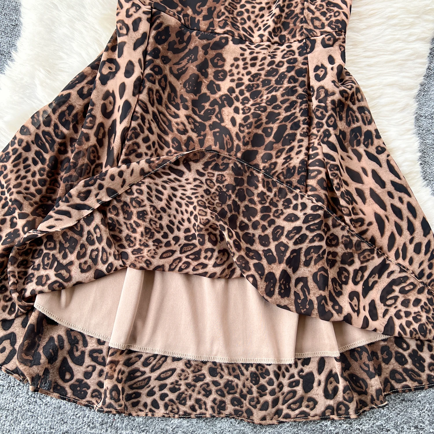 Elegant Long Flare Sleeve Vintage Slash Neck Halter Chic Leopard Slim Mermaid Dress Hotsweet Evening High Street Autumn Clothing
