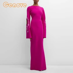 Cenove O Neckline Prom Dress Ankle -Length With Long Sleeves Evening Summer Party Dress For Women2023