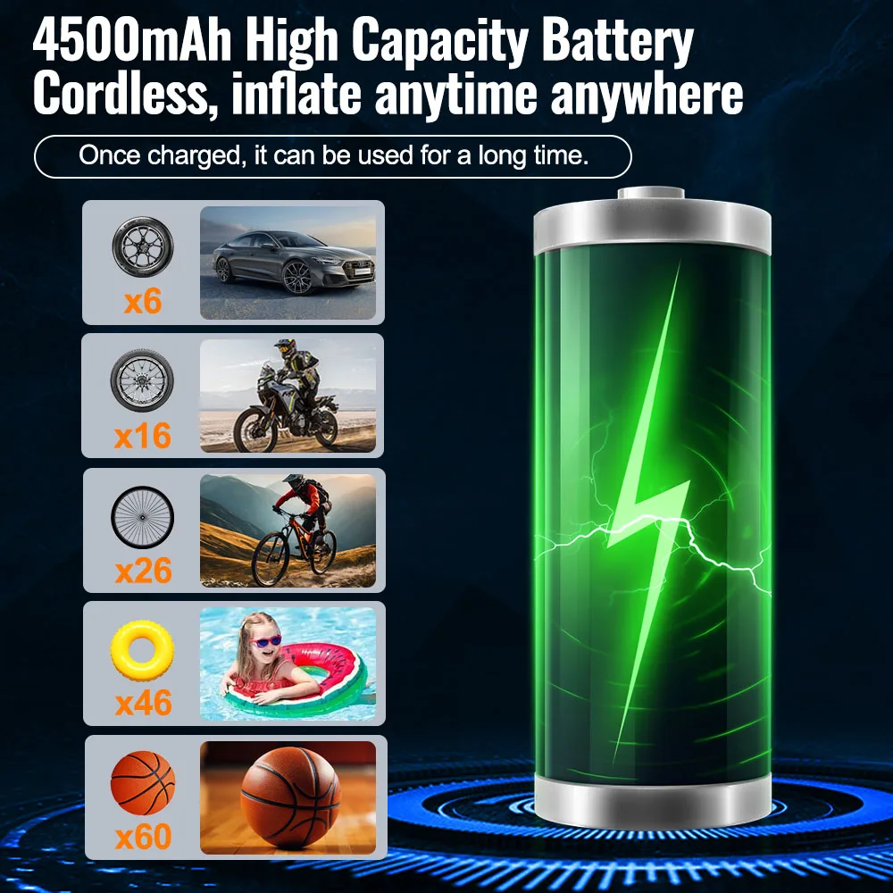 لسيارة RV شاحنة مقطورة منفاخ لإطارات السيارة مضخة هواء للدراجات النارية دراجة الكرة المحمولة قياس ضغط الإطارات ضاغط الهواء اللاسلكي #3