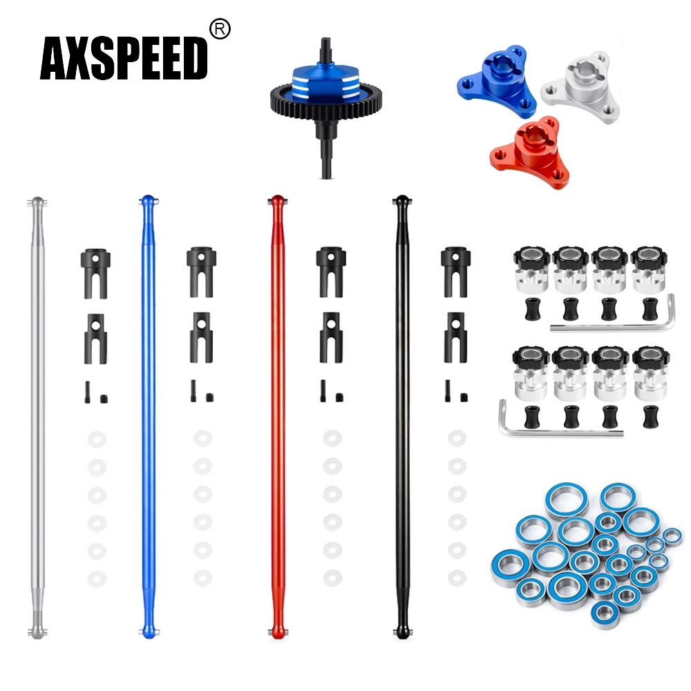 AXSPEED Center Diff Gear Drive Shaft Bearing Kit Extended Adapters for Traxxas Slash 4WD 4x4 Short Course Truck 1/10 RC Car