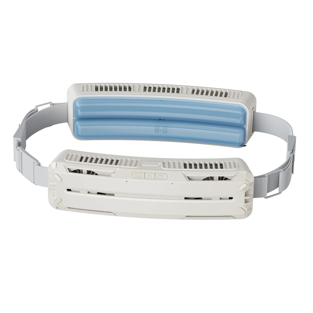 NEW Ice Waist Belt Fan Summer USB Rechargeable Wearable Cooling Fan for Running Farm Traveling Sports Fishing White