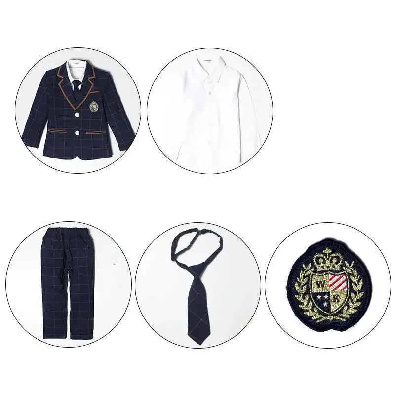 British School Uniform Kindergarten Uniform Wear Kids Primary School Wear Students Children Chorus Costume 4pcs Set Customes