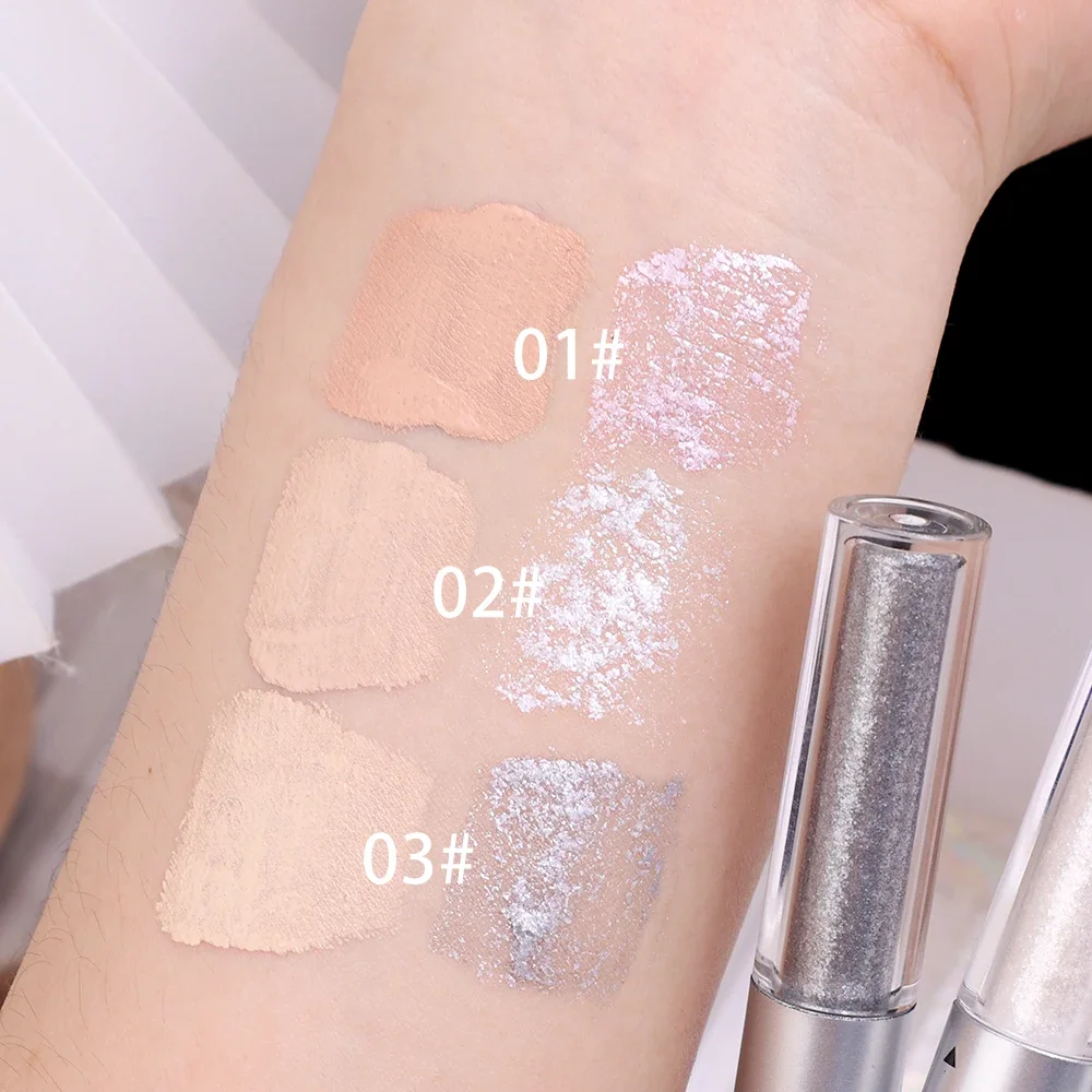 Heallor-Corretivo líquido fosco impermeável para sombras, duradouro, perolado, base de primer, creme, 2 em 1