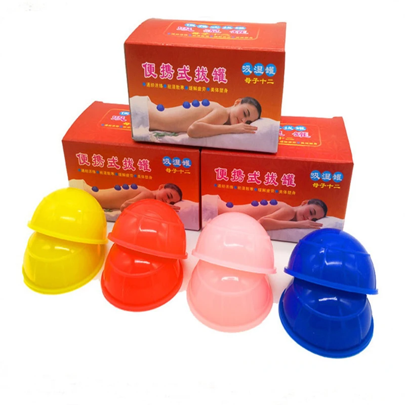 12pcs Silicone Massage Jars Cupping Set Chinese Therapy Body Massager Banks Anti Cellulite Vacuum Cans