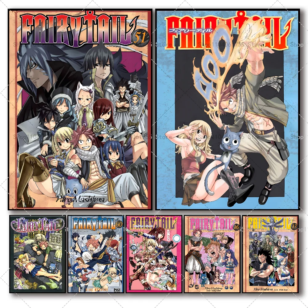 1PC Anime Fairy Tail Poster Self-adhesive Art Waterproof Paper Sticker Coffee House Bar Room Wall Decor