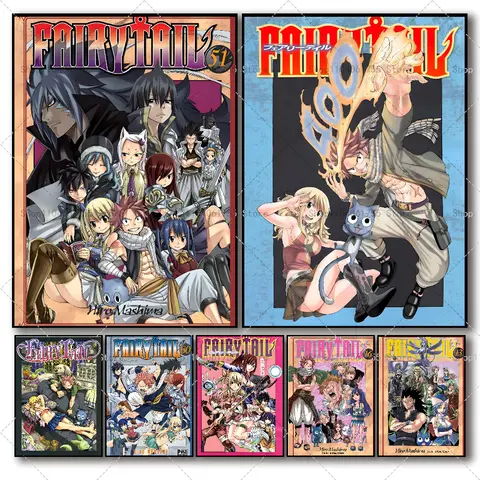 1PC Anime Fairy Tail Poster Self-adhesive Art Waterproof Paper Sticker Coffee House Bar Room Wall Decor