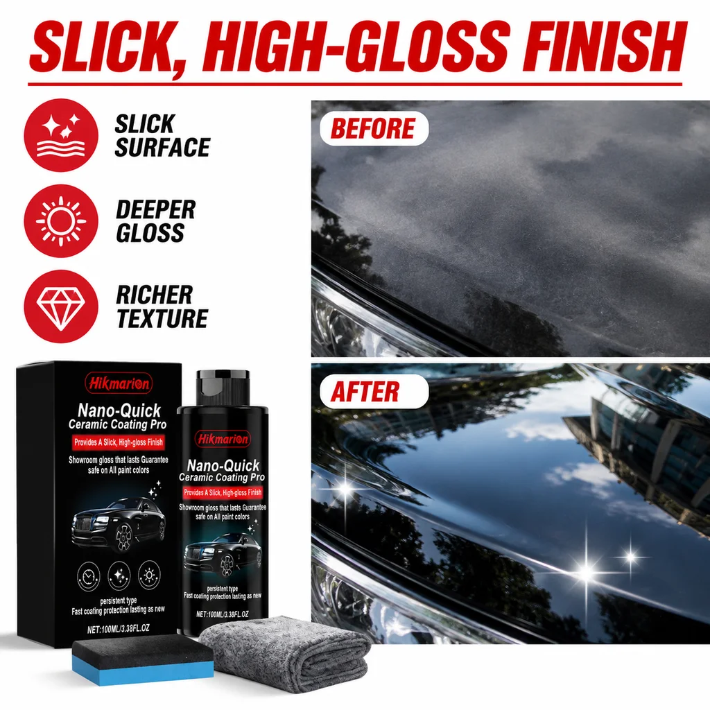 Nano Quick Ceramic Coating Pro Kit With Sponge Towel Car Paint Coating Agent Boost Gloss Form Protective Film For Automotive Pai