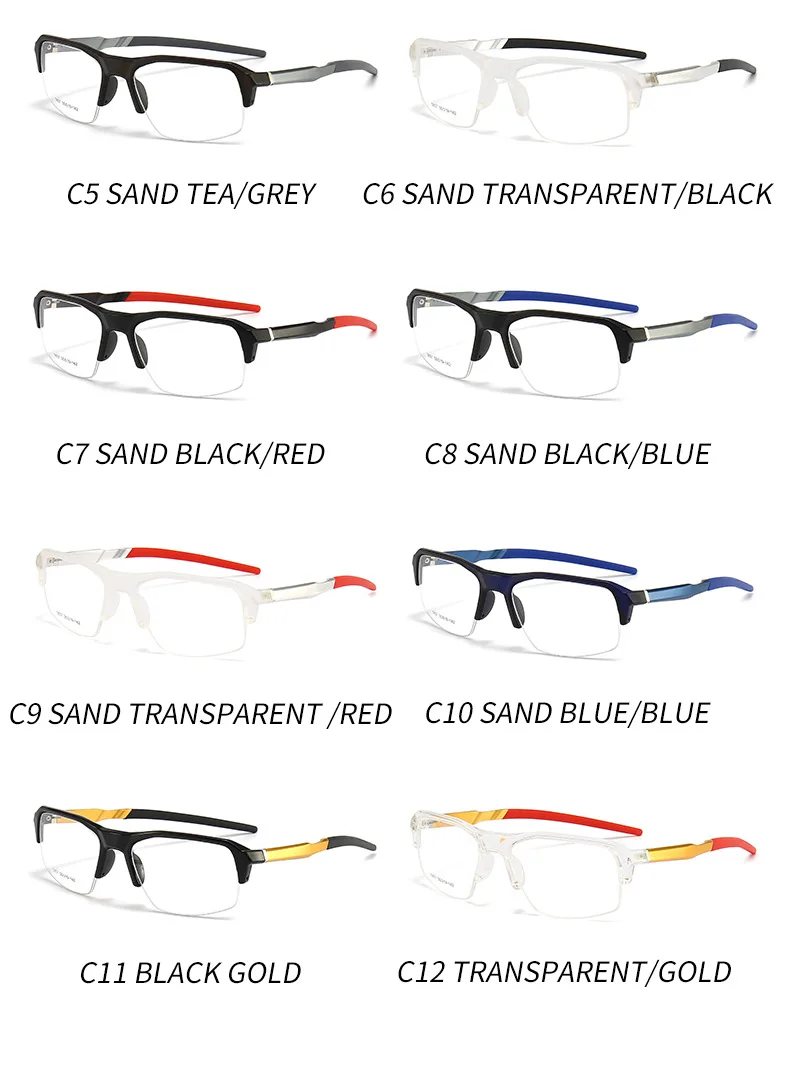 YIMARUILI Sportbrillengestell für Herren und Damen, Aluminium, TR90, Halbrahmen-Brille, Federbeine, optische verschreibungspflichtige Brillen 5857 – Detail 4