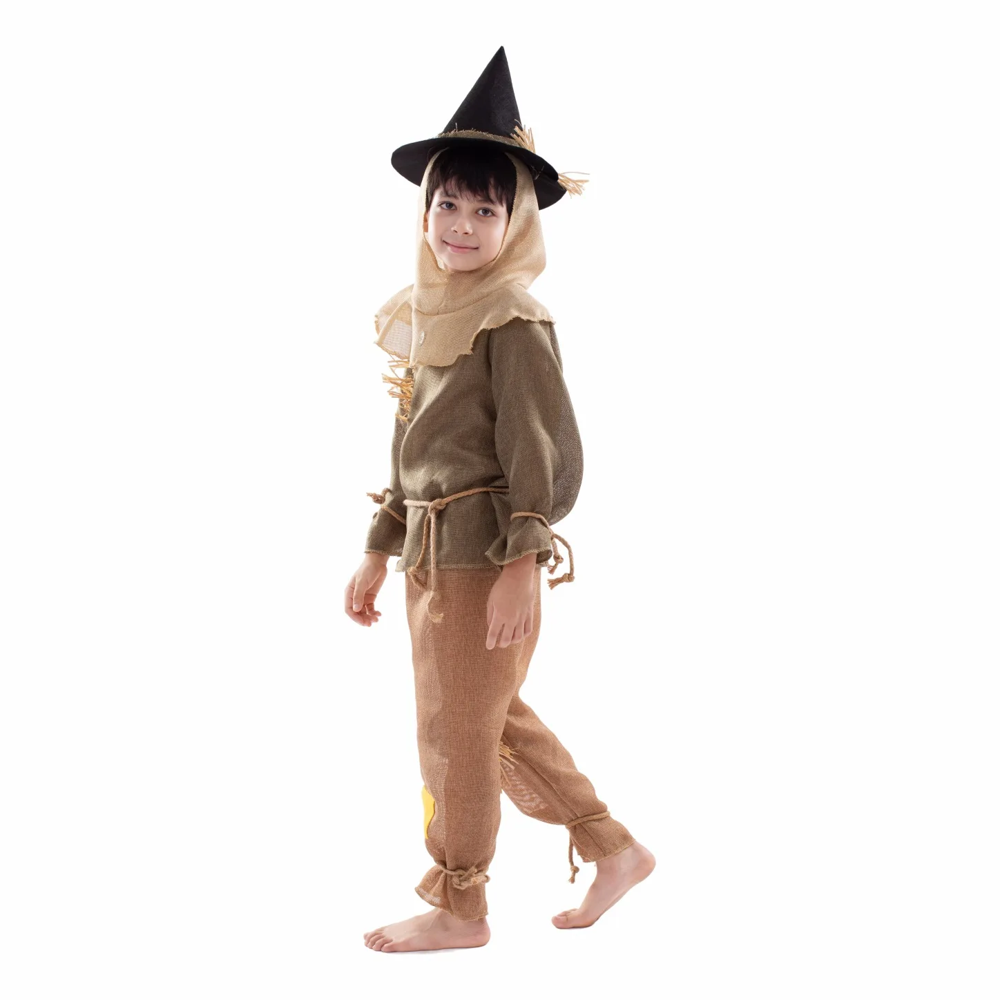 Costume d'Halloween imbibé d'épouvantail pour enfants, olympiques de cosplay drôles pour garçons avec un chapeau, ensembles de pantalons de fête de vacances, vêtements de scène