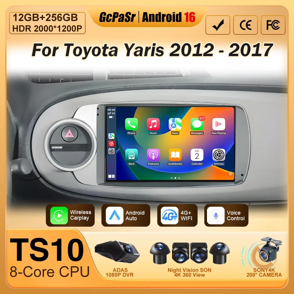 

Car Radio For Toyota Yaris 2012 2013 2014 2015 2016 2017 Android Auto Multimedia Video Player Carplay GPS Navigation No 2din DVD