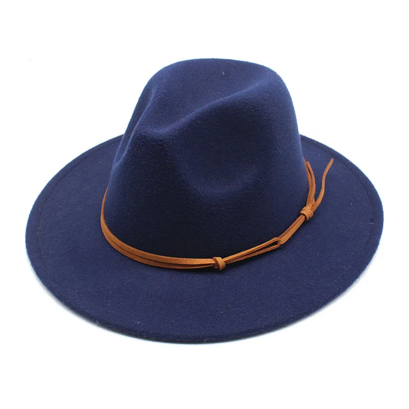 Cross Border New Arrival Fedora Woolen Soft Felt Cap Yellow Velvet Rope Accessories British Style Top Hat Suit Matching Hat