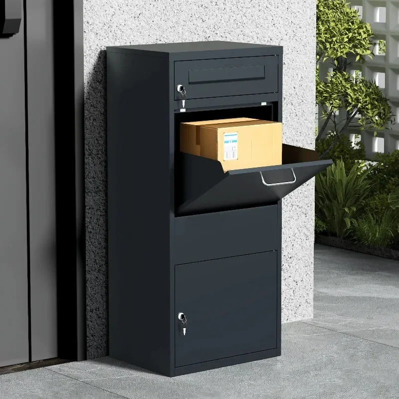 Metal Mailbox Outdoor Standing Secure Smart Mailbox Waterproof Parcel Drop and Delivery Box with Lock Anti-theft Property