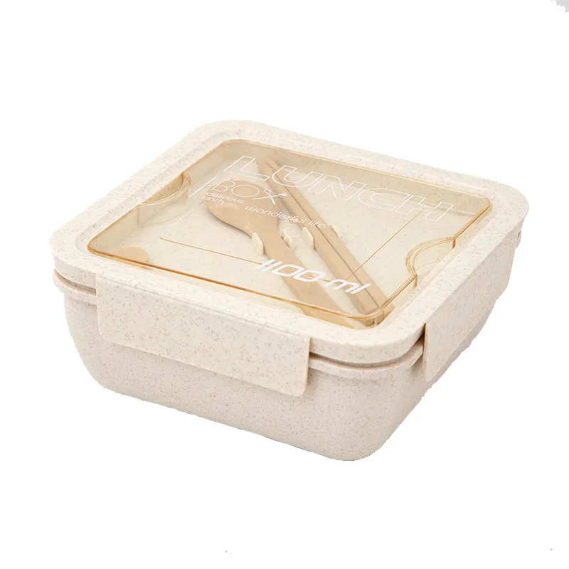 Microwave Oven Lunch Box, Wheat Straw Dinnerware Box Large Capacity Food Storage Container Kids School Office Portable Bento Box