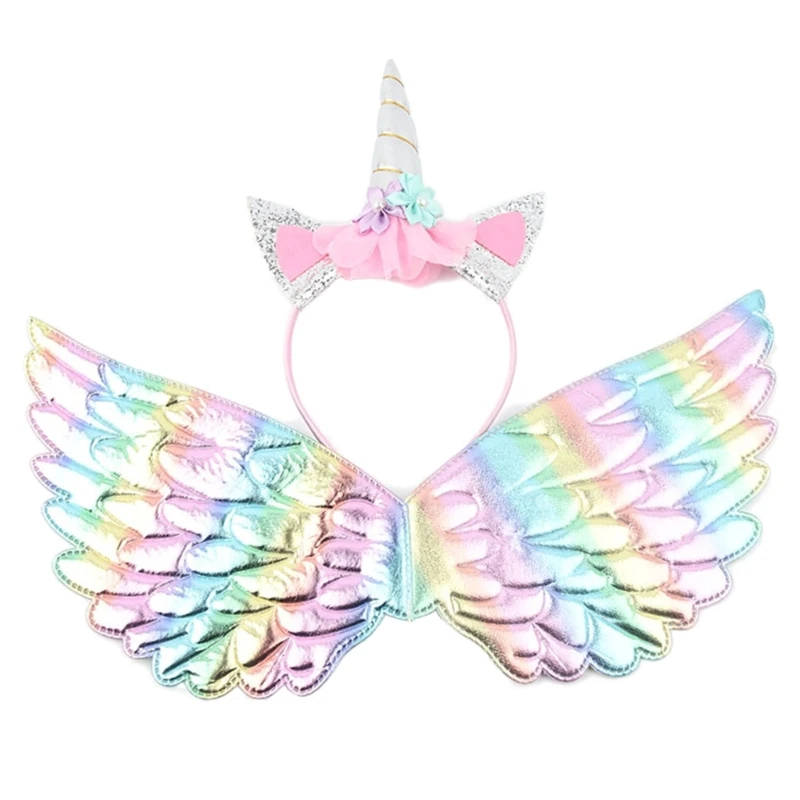 Princess Fairy Unicorn Angel Hairband Wing for Kids Girls Party Fancy Wand Carnival Costume for Cosplay DropShipping