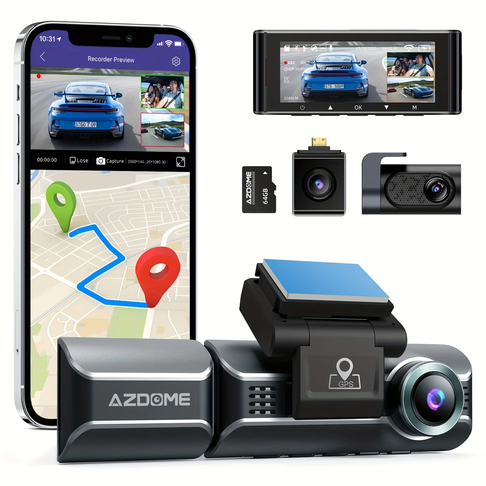 

M550 Pro 4K UHD Three-Channel Dash Cam,Front and Rear Inside 2K+1080P+1080P,3.19" IPS Screen,Super Night Vision,Built-in 5G WiFi