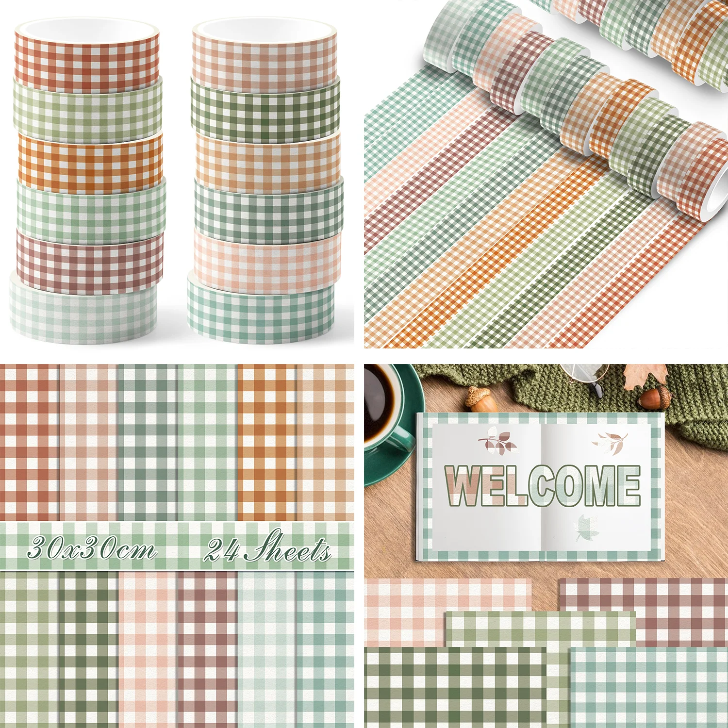 Buntes Washi-Tape im Retro-Karo-Stil, DIY-Scrapbooking-Papier, Origami-Kunst-Hintergrundpapier, Kartenherstellung, Geburtstags-Scrapbook