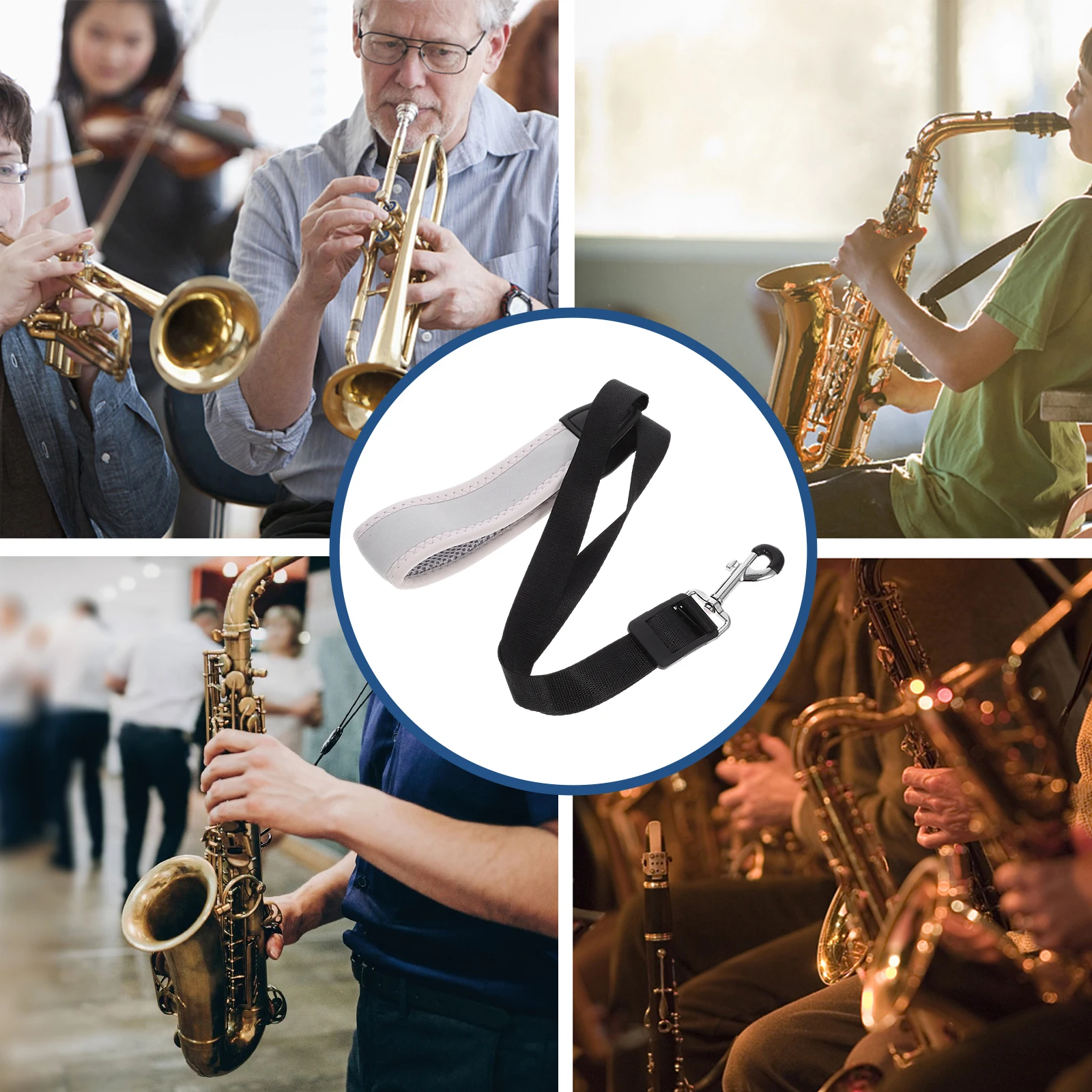 

Saxophone Neck Strap Adjustable Length Metal Hook Durable Alto Tenor Sax Straps Musical Instruments Accessories