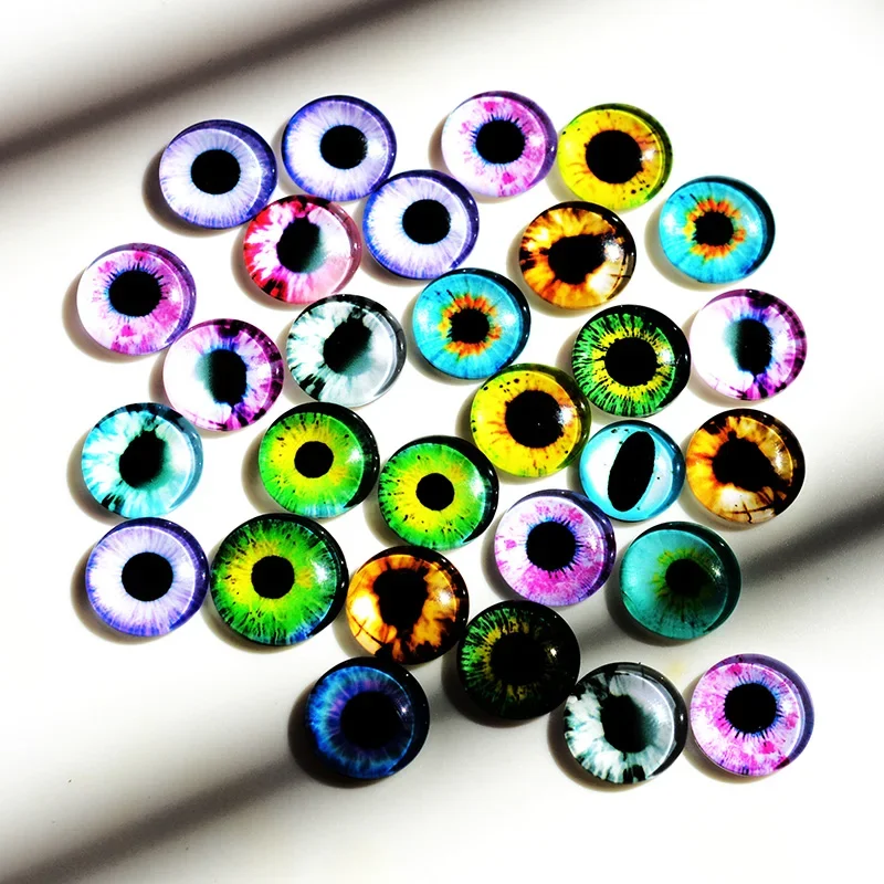 glass eyes cabochons Round 6MM-30MM Round Dome Dragon Eye Dragon Cat Eye Toys DIY Jewelry Accessory MIX Pupil Eye Cameo