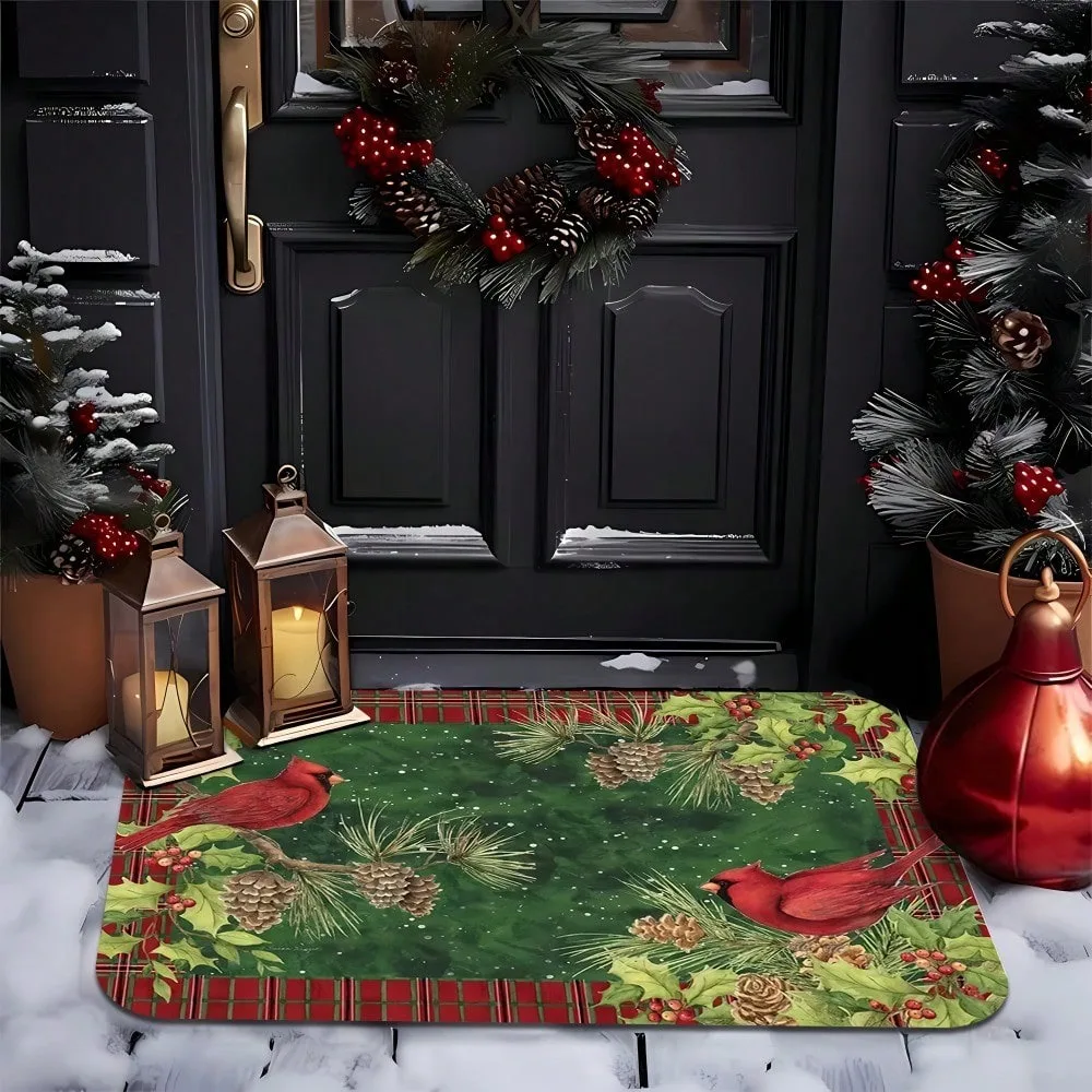 

1pc bird branch pattern rubber floor mat water-absorbent non-slip entrance door, bathroom living room home dormitory decor