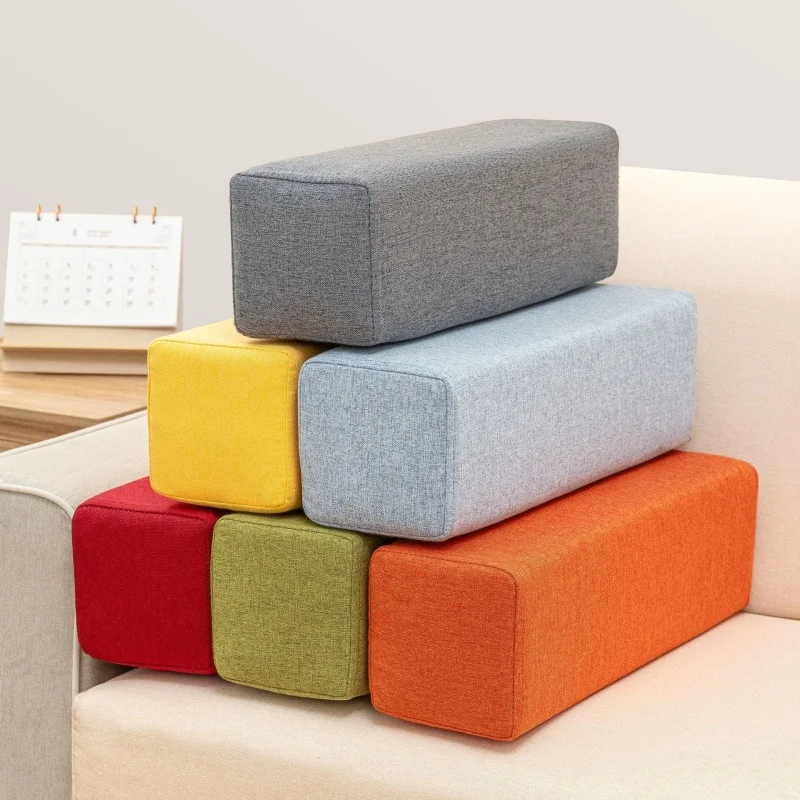 Custom Sofa Armrest Pillow Cotton Linen Hand Cushion Long Cuboid Stereoscopic Pillows Sofa Armrest Pad Window Balcony Backrests
