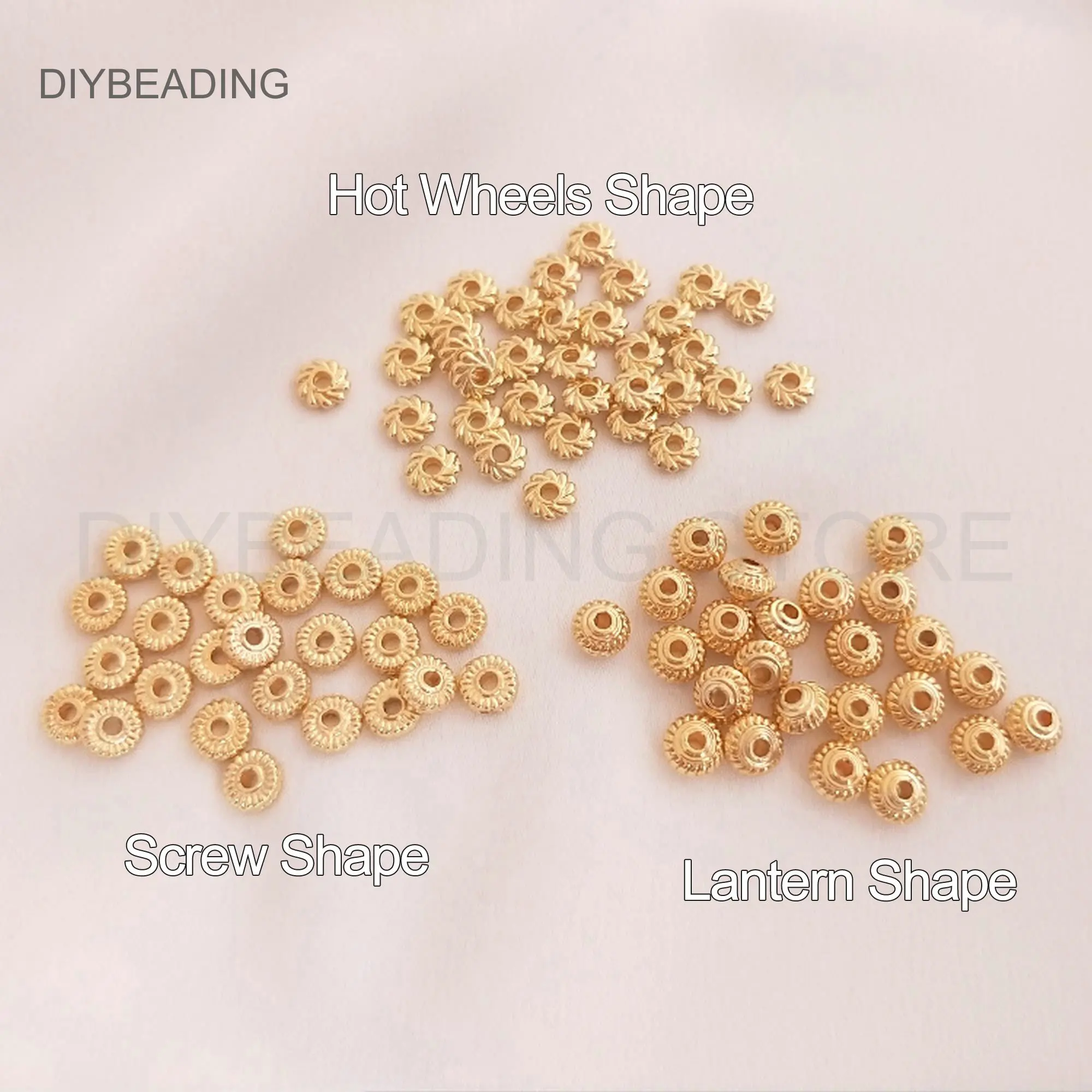 

Jewelry Making Beads 14K Gold Plated Brass Hot Wheels/ Lantern Shape Large Hole Charm Small Spacer Beads Wholesale Supply (5mm)