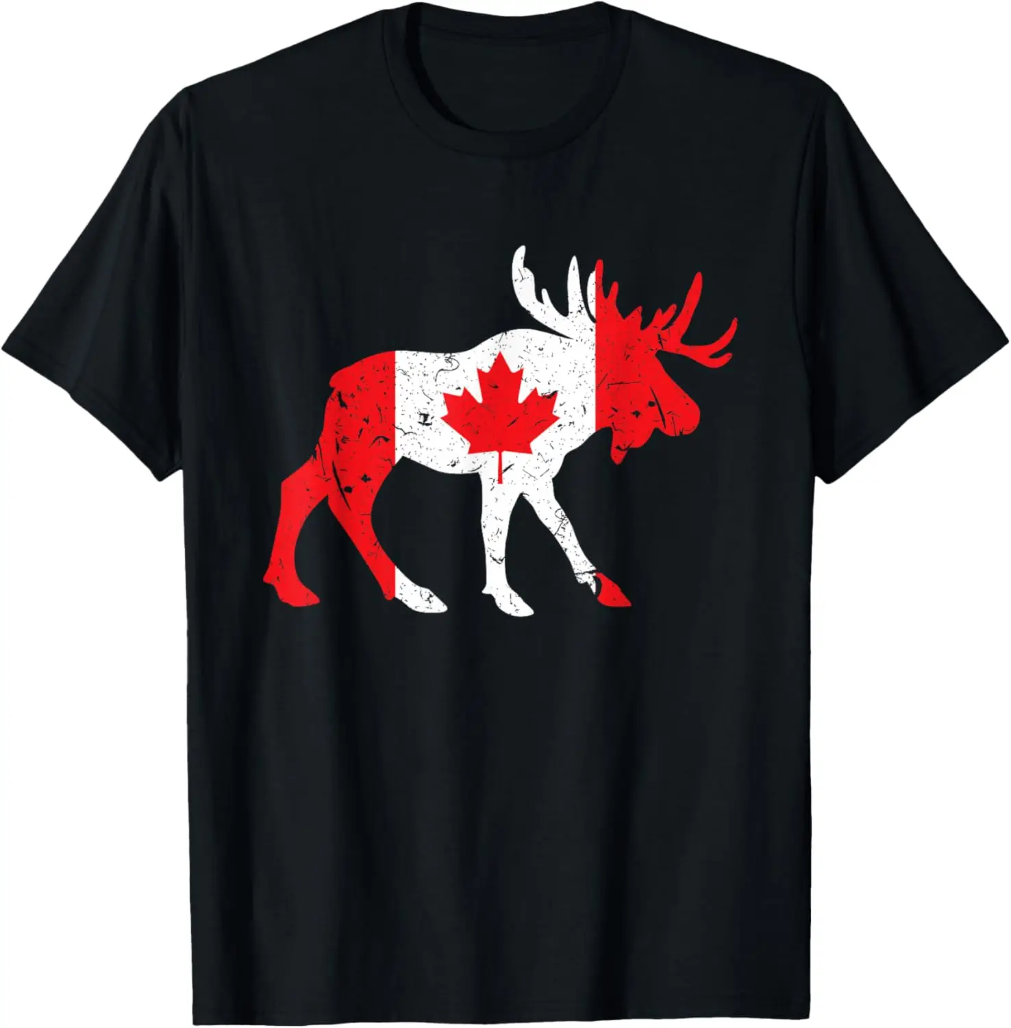 

Canadian Flag Maple Leaf Moose T-Shirt 100% Cotton O-Neck Short Sleeve Summer Casual Mens T-shirt Streetwear
